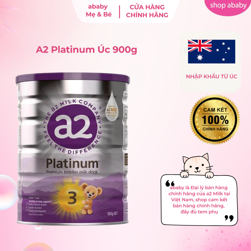[ABABY 2] Sữa a2 Milk a2 Platinum 900g – Sữa Công Thức Đạm A2 Dễ Tiêu Hoá