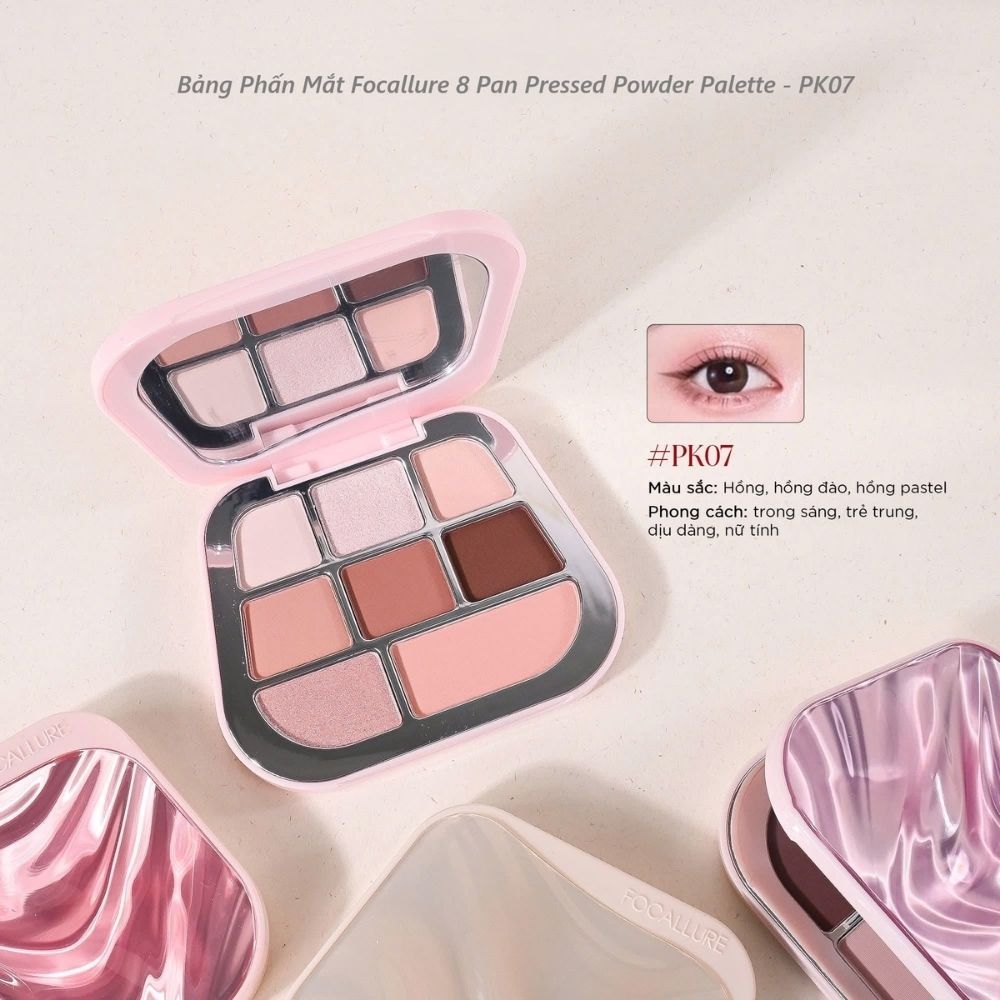 Ảnh 6 của Bảng phấn mắt FOCALLURE 8 Pan Pressed Powder Palette sắc tố cao, không nhòe, lâu trôi chống nước E09