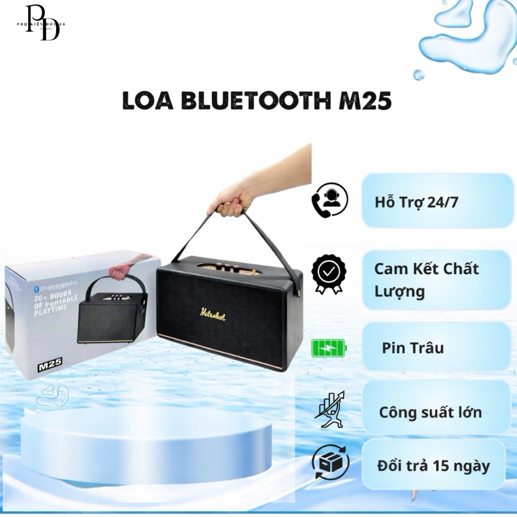 Loa Bluetooth M25 Không Dây Bass Mạnh Âm Thanh Lớn Cực Đỉnh,Thiết Kế Cực Đẹp, Công Suất 50w