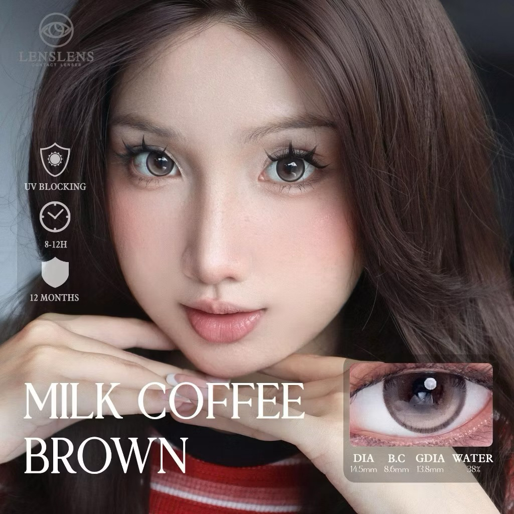 [HOẢ TỐC HCM](GIÁ 1 ĐÔI) Milk Coffee Brown - Lens 6 Tháng Lenslens