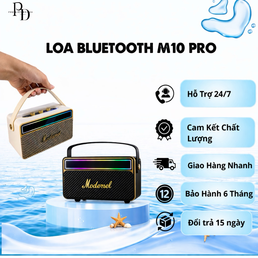 Loa Bluetooth M10 Pro Có Quai Sách, Loa Nghe Nhạc Không Dây, Công Suất 10w Kèm Dây Sạc