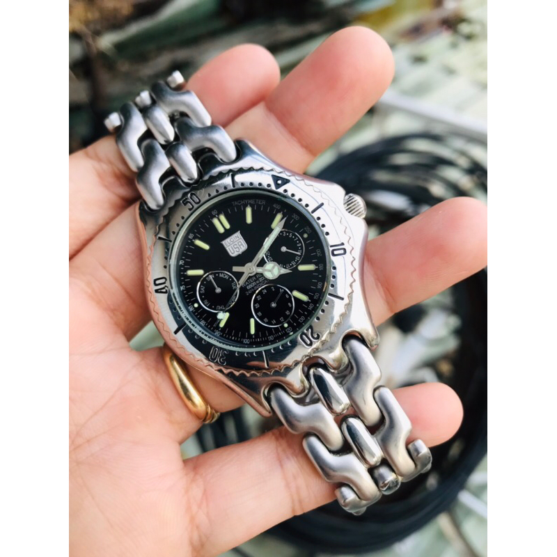 đồng hồ nam si Nhật Elgin USA size 37mm 6kim dây thép niềng xoay