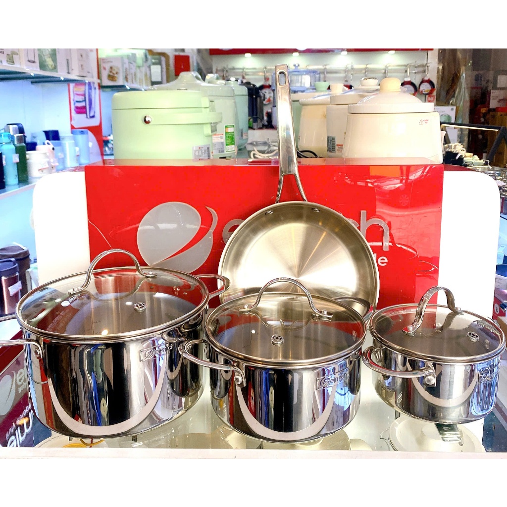 Bộ nồi inox liền khối Elmich Trimax classic EL2136OL04 size 16,20,24 chảo inox liền khối  24cm