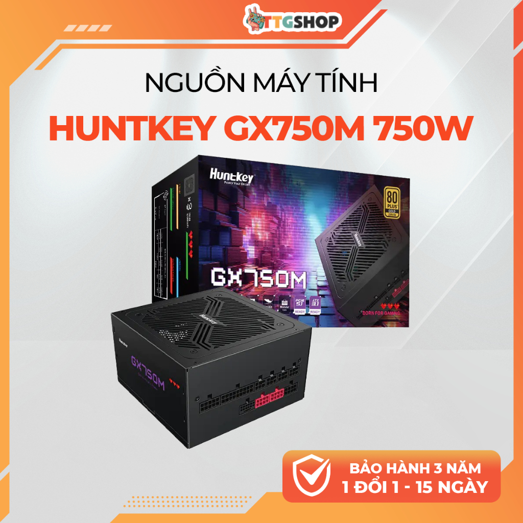 Nguồn Máy Tính Huntkey GX750M 750W 80+ Gold | Full Modular | PSU 750W ATX Cho PC Gaming