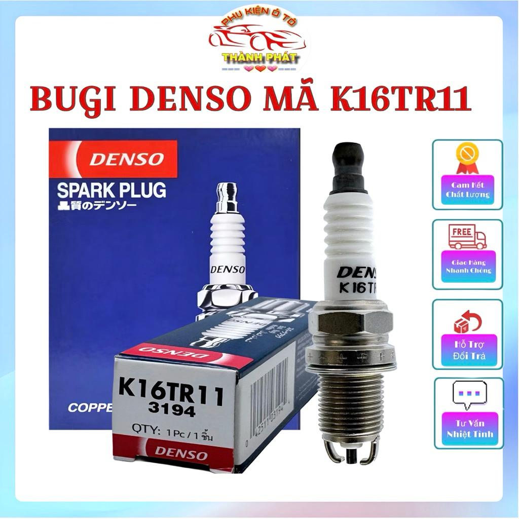 Bugi Denso K16TR11 Chính Hãng – Bugi Ô Tô Nickel Đánh Lửa Ổn Định Cho Toyota Vios Altis Camry