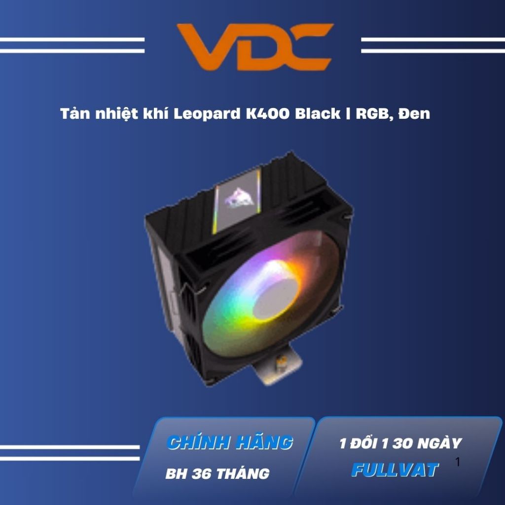 Tản nhiệt khí Leopard K400 Black | RGB, Đen