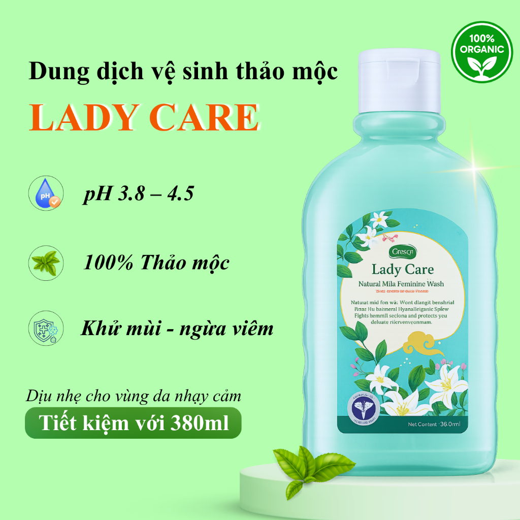 [Che tên sản phẩm] Dung Dịch Vệ Sinh Phụ Nữ Thảo Mộc Geesoo 380ml – Khử Mùi, pH 3.8–4.5