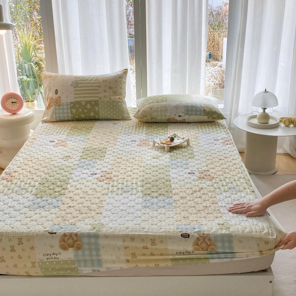 𝗖𝗼𝘁𝘁𝗼𝗻 𝗢𝗿𝗴𝗮𝗻𝗶𝗰 Ga gối cotton organic trần full set 3 món Mềm mát Bền đẹp ga trải luôn căng phẳng