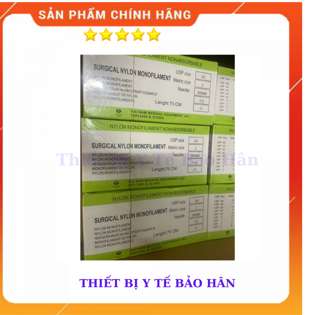 Chỉ nilon 6/0 hộp 12 sợi( chỉ liền kim khâu) 2026