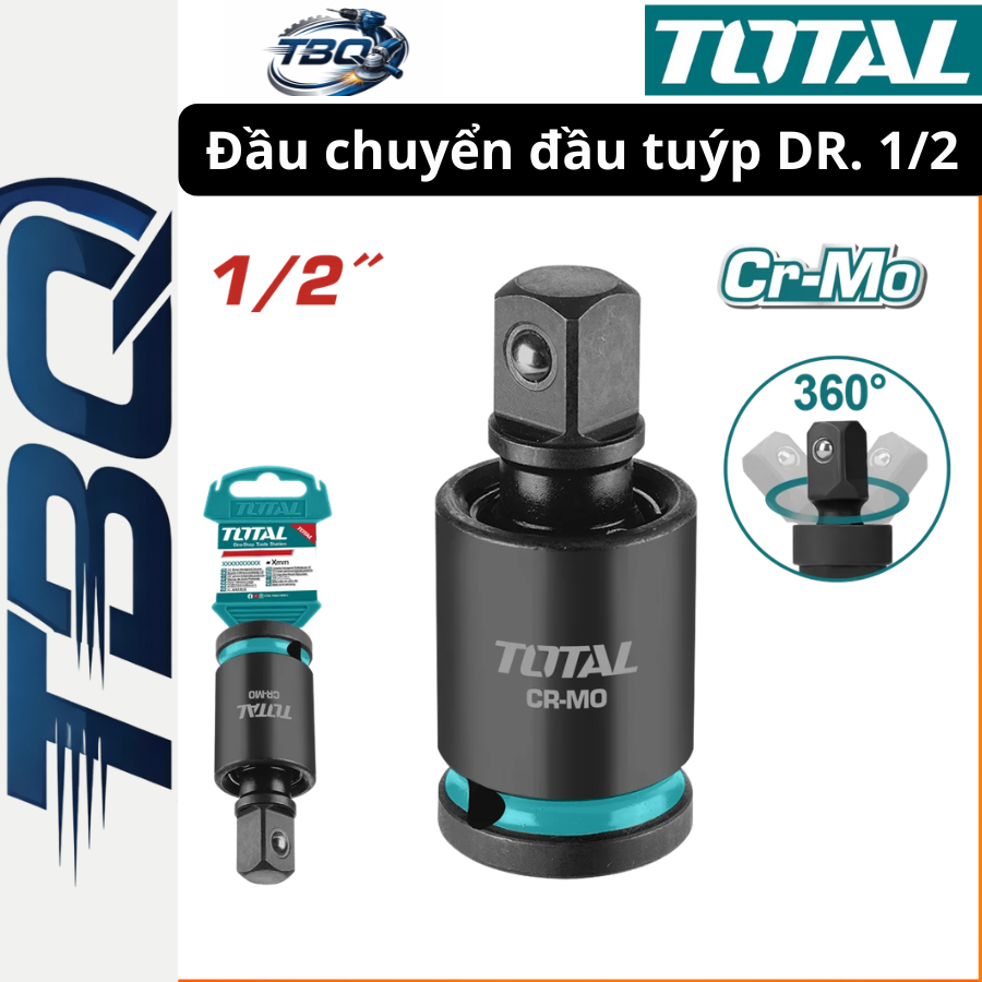 Đầu Chuyển Đầu Tuýp Xoay 360 Độ 1/2 Inch TOTAL THIUJ1202 Khớp Nối Lắc Léo Thép CrMo Chịu Lực Va Đập