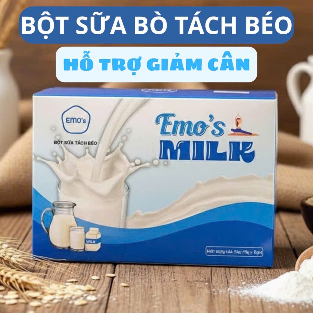 ( CÓ QUÀ - CHE TÊN ) Bột Sữa Bò Tách Béo Emo Milk & Emo Detox Nước Uống Giảm Cân Vị Sữa Bò