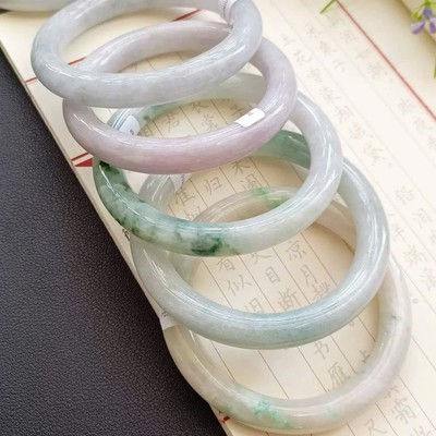 Vòng Cẩm Thạch Type A Bản Đũa Tròn Tím Hoa Bay Kèm Kiểm Định - Ngọc Trai Trường Thịnh