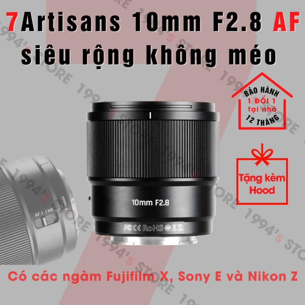 Ống kính 7Artisans 10mm F2.8 AF - Lens siêu rộng nhỏ gọn có lấy nét tự động cho các ngàm Fujifilm X,