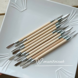 Set 2 cây lấy khoé cán gỗ