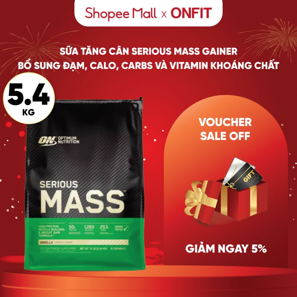 Sữa Bột Optimum Nutrition Serious Mass (6LBS, 12LBS) Thực Phẩm Bổ Sung Giàu Đạm & Calo - Nhập khẩu U