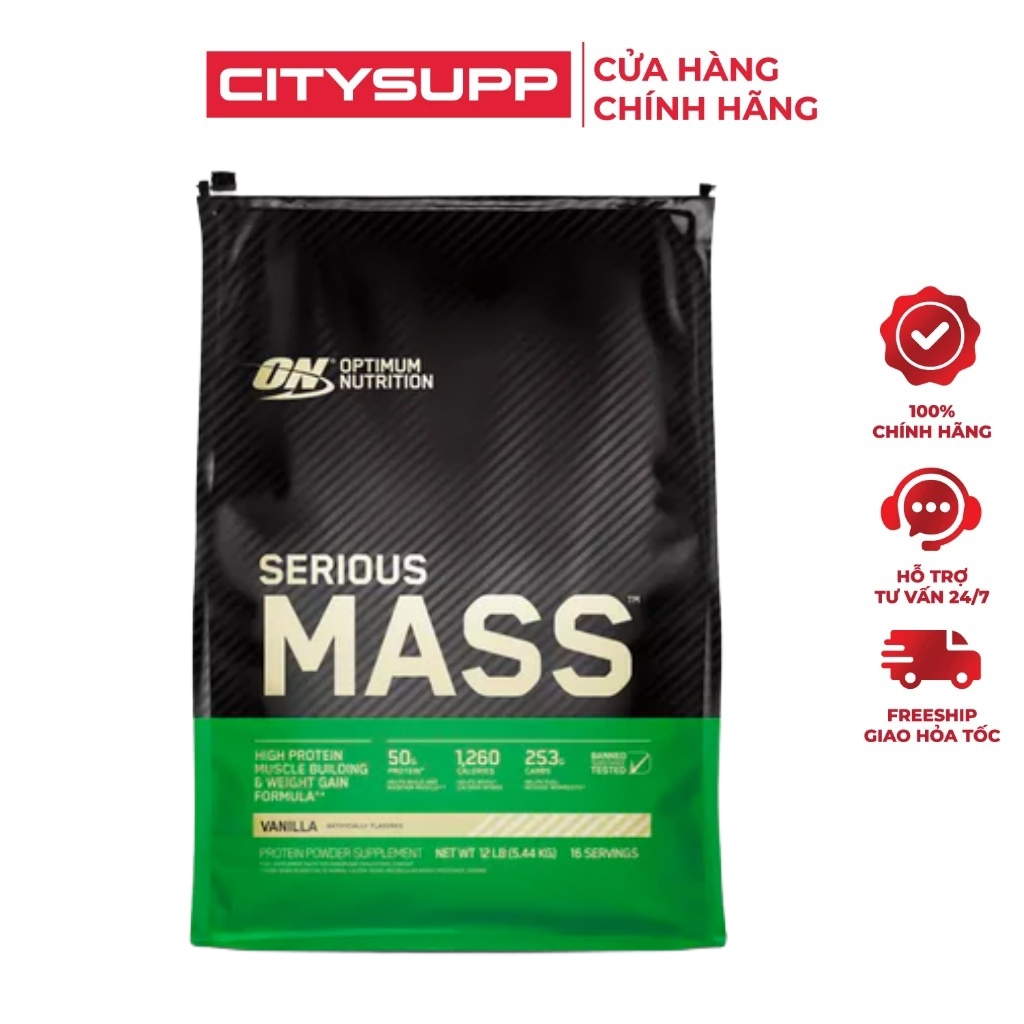 Sữa Bột Optimum Nutrition Serious Mass, Bổ Sung Calo, Protein và Vitamin Khoáng Chất | CitySupp