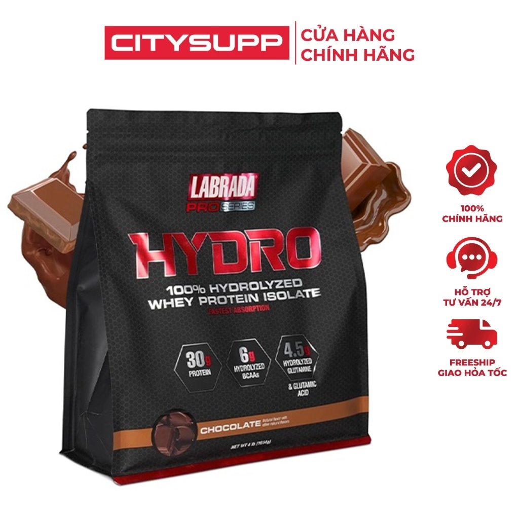 Sữa Bột Labrada HYDRO WHEY 4Lbs (48 Lần Dùng) 100% Hydrolyzed Whey Protein Isolate | CitySupp
