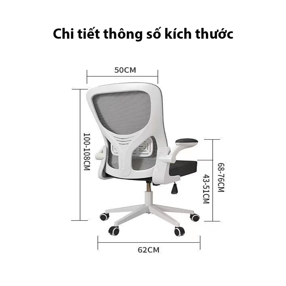MIA FURNITURE Ghế Công Thái Học Mia05 , Thiết kế Lưng Hiện Đại , Bánh xe di chuyển Linh hoạt