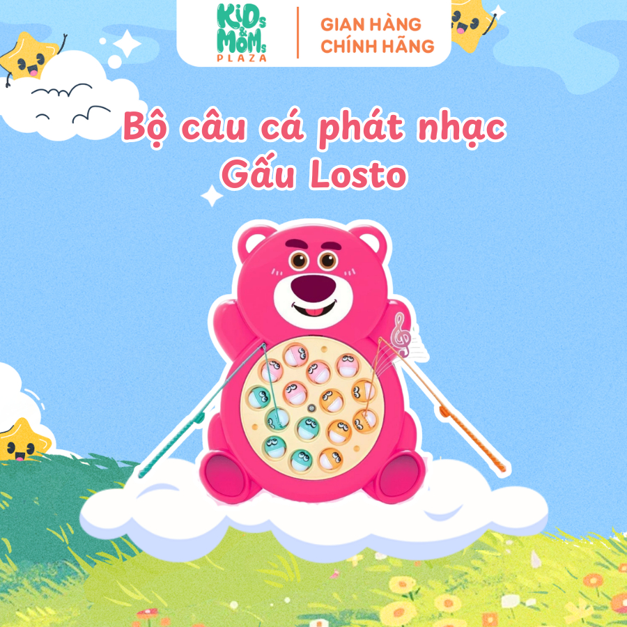 [QUÀ TẶNG] Bộ đồ chơi câu cá phát nhạc hình gấu dâu - Kids & Moms Plaza