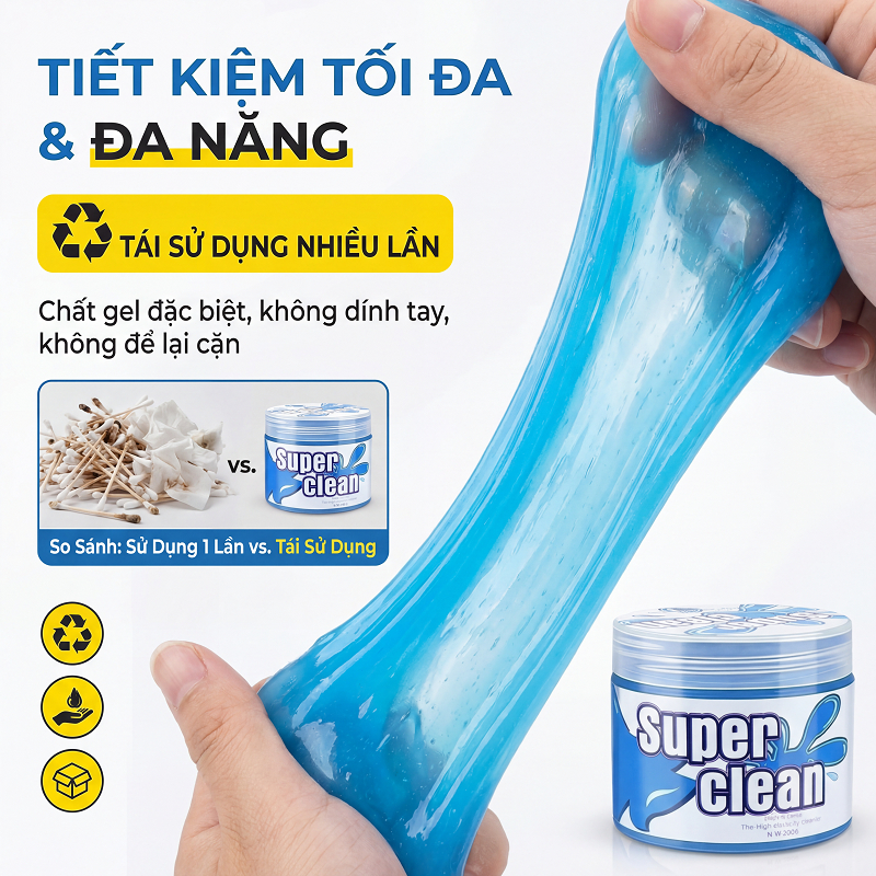 **Gel vệ sinh bàn phím đa năng hút bụi khe kẽ - Vệ sinh laptop, loa điện thoại, nội thất ô tô 200g**