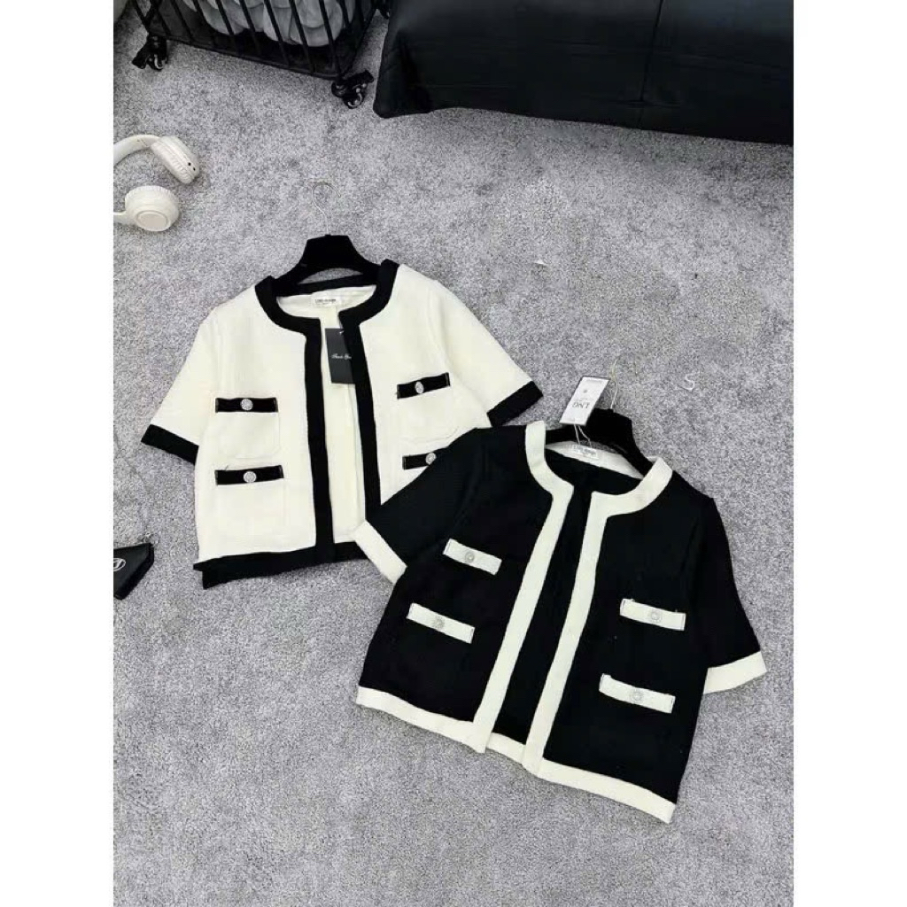 Áo khoác crt ,Áo khoác 2 lớp dạ 4 túi nữ dáng ngắn màu trắng, đen dáng crt  crotop  sang chảnh