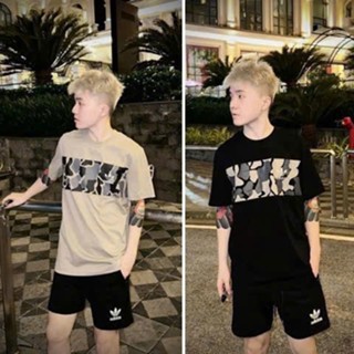 Bộ Quần Áo cộc tay  Nam Mùa Hè  Rằn ri NgựcSiêu Đẹp - Đồ Bộ Cộc in ngực Hè Nam Nữ Chất Áo Cotton