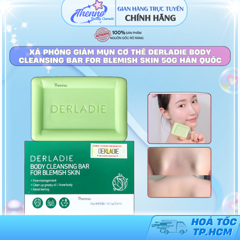 Xà Phòng Giảm Mụn Cơ Thể Derladie Body Cleansing Bar For Blemish Skin 50g Hàn Quốc