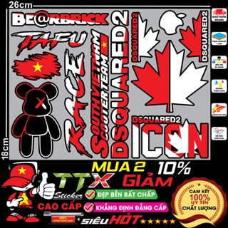 tem dsquared2, icon, tafu, race southvietnam hình dán xe siêu hót trend - team, sticker trang trí xe đẹp hết ý