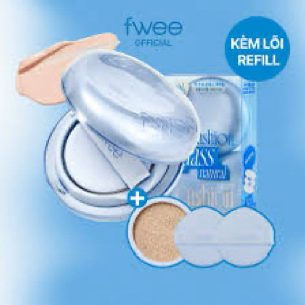 cushion FWEE xanh dương + lõi refill MÀU 00 mới
