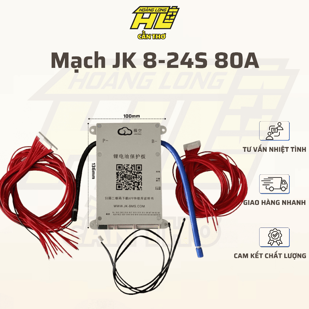 Mạch BMS JK 8S-24S 80A Cân Bằng Chủ Động 0.6A | Kết Nối App & Bluetooth
