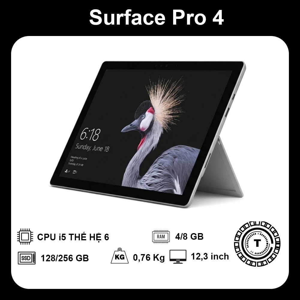 Máy tính bảng Surface Pro 4 | Core i5-6300U | Ram 4/8GB | SSD 128/256GB | 12.3 in