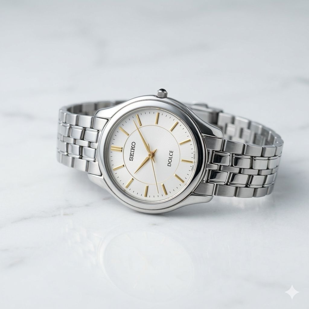 Đồng Hồ Nam Seiko Dolce Khảm Trai Sang Trọng Máy Quartz Cao Cấp - Size 34mm