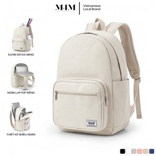 Balo đi học M4M NEW BASIC Backpack BM002 Cặp nữ nam chống nước nhiều ngăn đựng laptop 15.6 inch