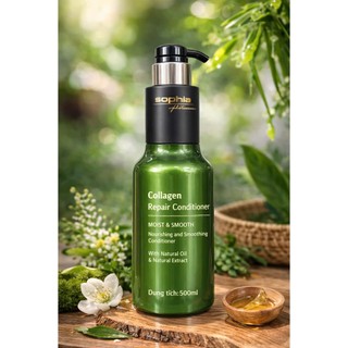 Dầu gội và dầu xả phục hồi tóc hư tổn  collagen Sophia Hàn Quốc 500g