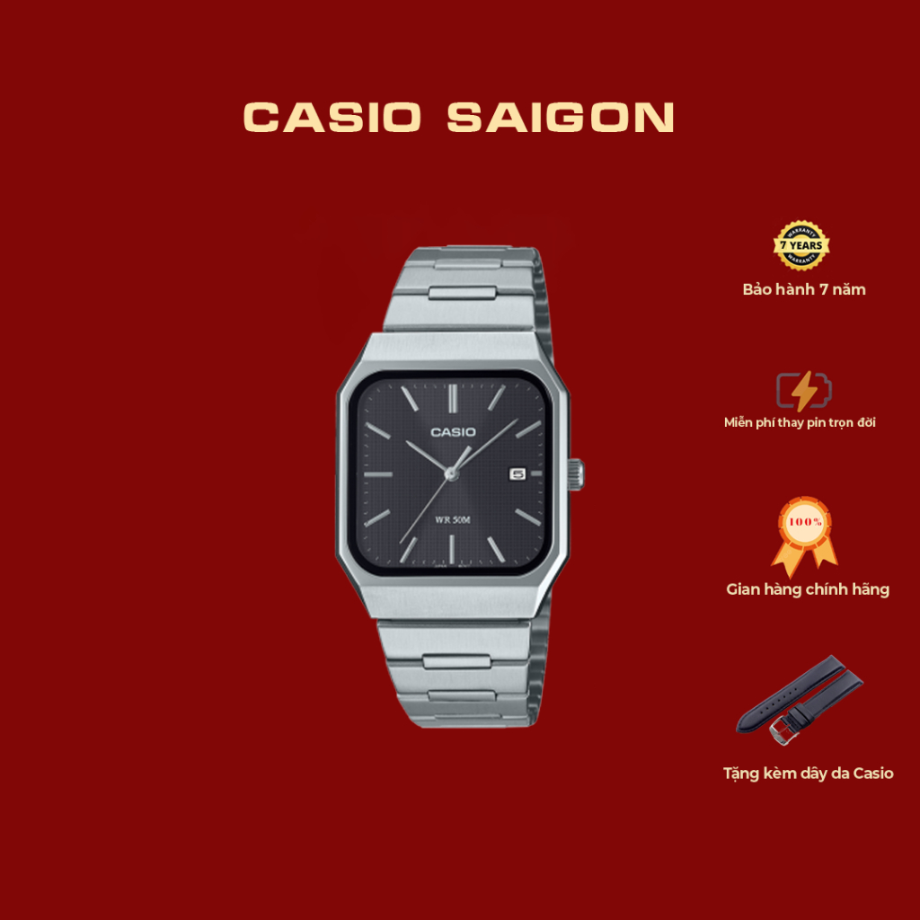 (Chính Hãng) Đồng Hồ Nam Casio MTP-B185D-1A Vintage - Tặng Kèm Dây Da  - Bảo Hành 7 Năm