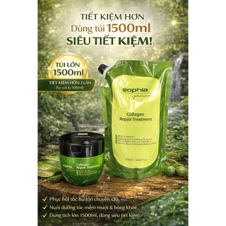 Kem hấp phục hồi tóc hư tổn Collagen Sophia 1500 ml