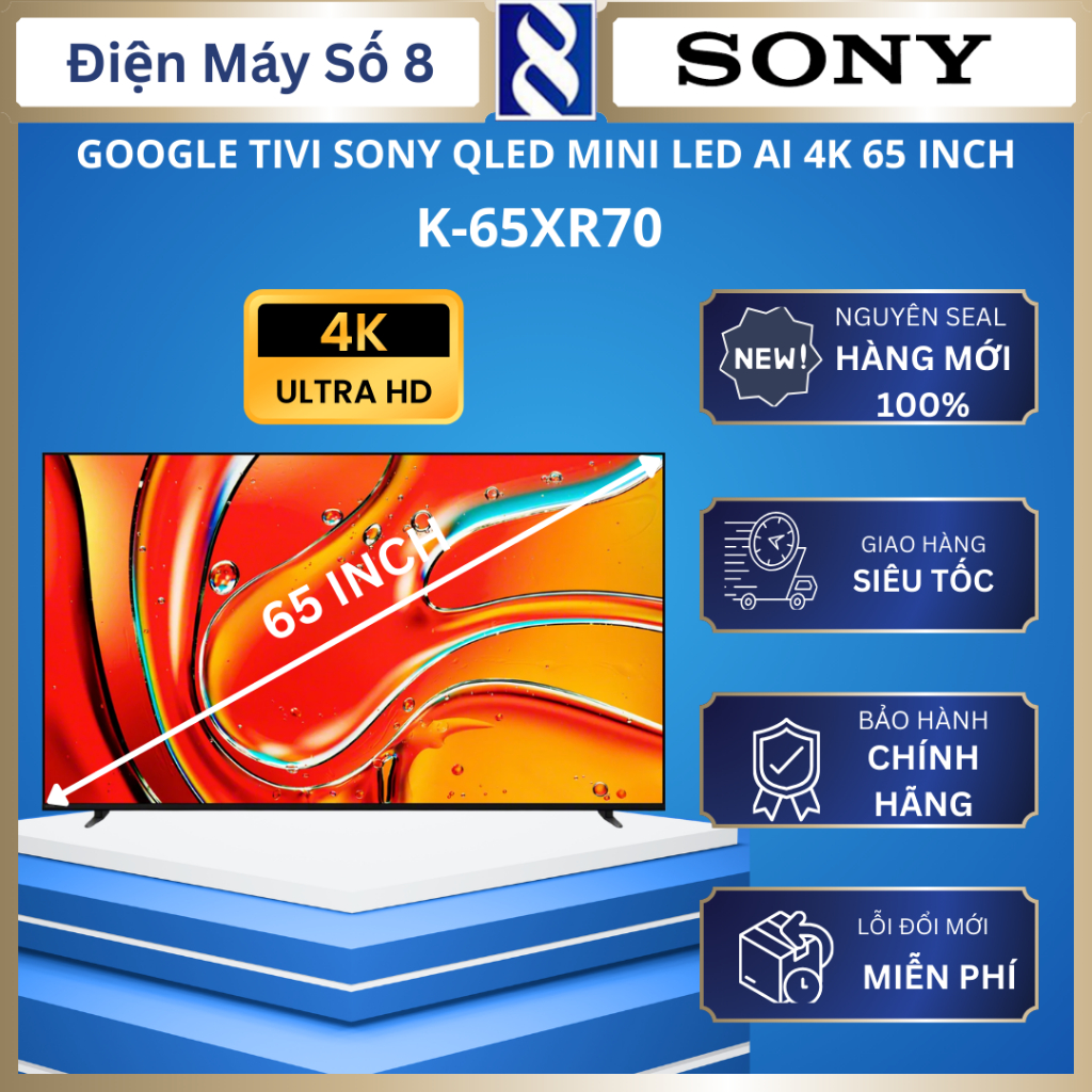 Google tivi Sony K-65XR70 QLED Mini LED AI 4K 65 inch