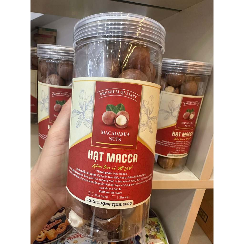 Hạt Macca - Đắc Lắc - lon 500g (hiệu Mẹ Rô) - size trung