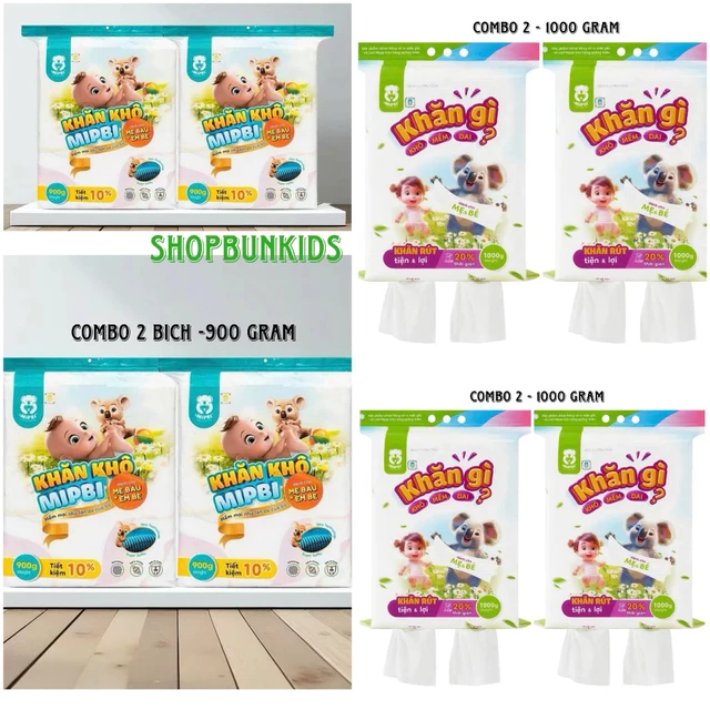 COMBO RẺ Khăn vải khô Mipbi đa năng cho mẹ bé sơ sinh vệ sinh lau 300g 600g 900g 800G 1000G