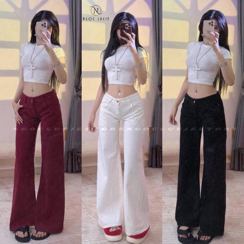 (CHIỀU DÀI 103CM) Q54 - Quần Jean Ống Suông Lưng Đáy Ngắn Không Co Dãn Phong Cách Trẻ Trung, Đơn Giản - Ngọc Lucie