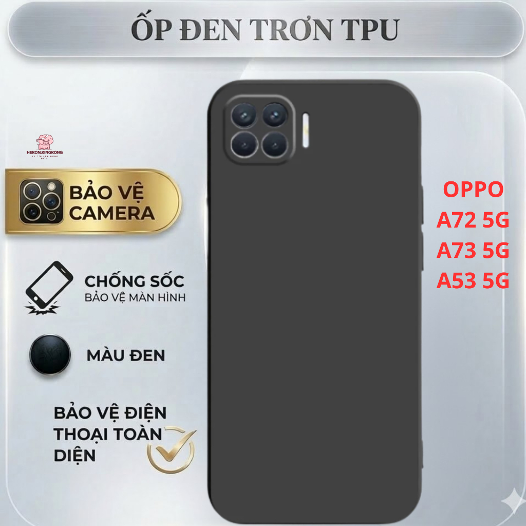Ốp lưng TPU ĐEN OPPO A72 5G / A73 5G / A53 5G BẢO VỆ CAM TOÀN DIỆN - UY TÍN
