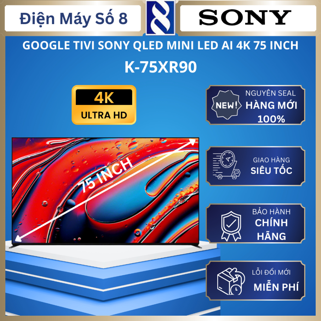 Google tivi Sony K-75XR90 QLED Mini LED AI 4K 75 inch