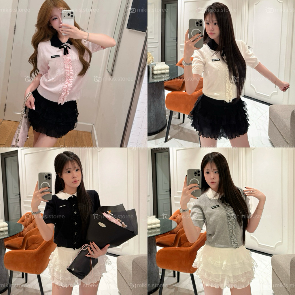 𝐦𝐢𝐤𝐢𝐬.𝐬𝐭𝐨𝐫𝐞 [ SẴN ] ÁO LEN HÈ MIUMIU BASIC HÀN QUỐC HÀNG QC L1
