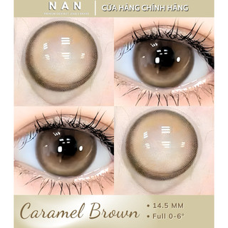 [Có Cận] NAN LENS 1 Cặp Kính Áp Tròng Nâu Tây Filter Hot Caramel Brown Make Up Women 14.5MM Full 0-6°