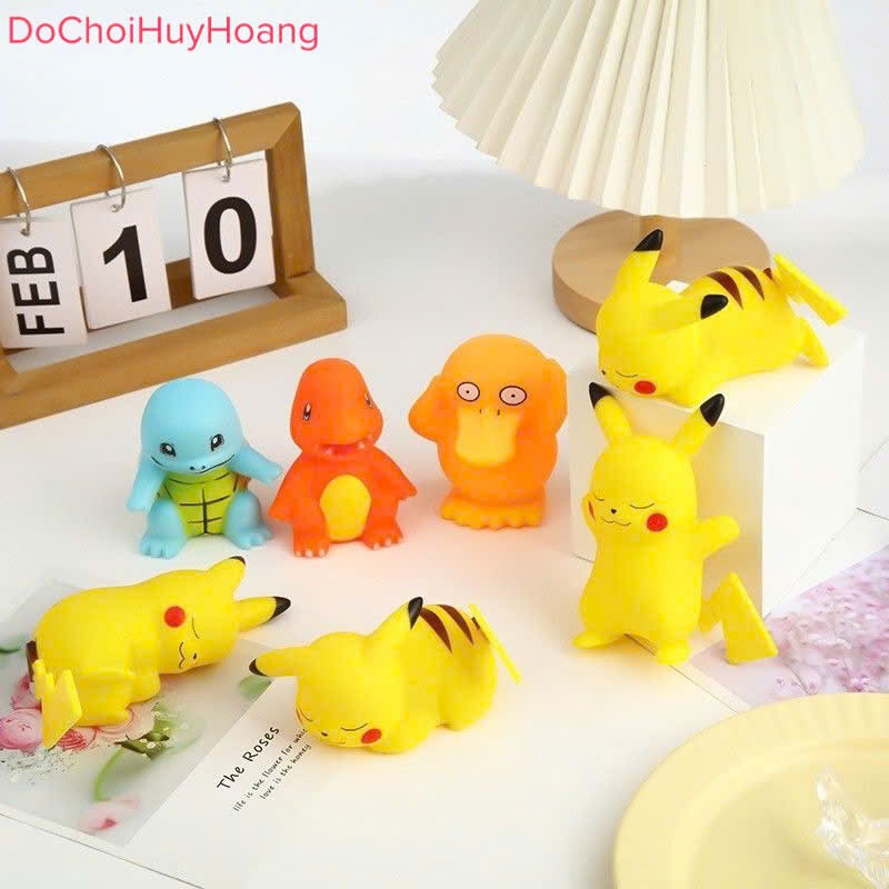 Mô Hình tượng Pokemon Pikachu Bulbasaur Squirtle Charmander Psyduck Gengar có đèn