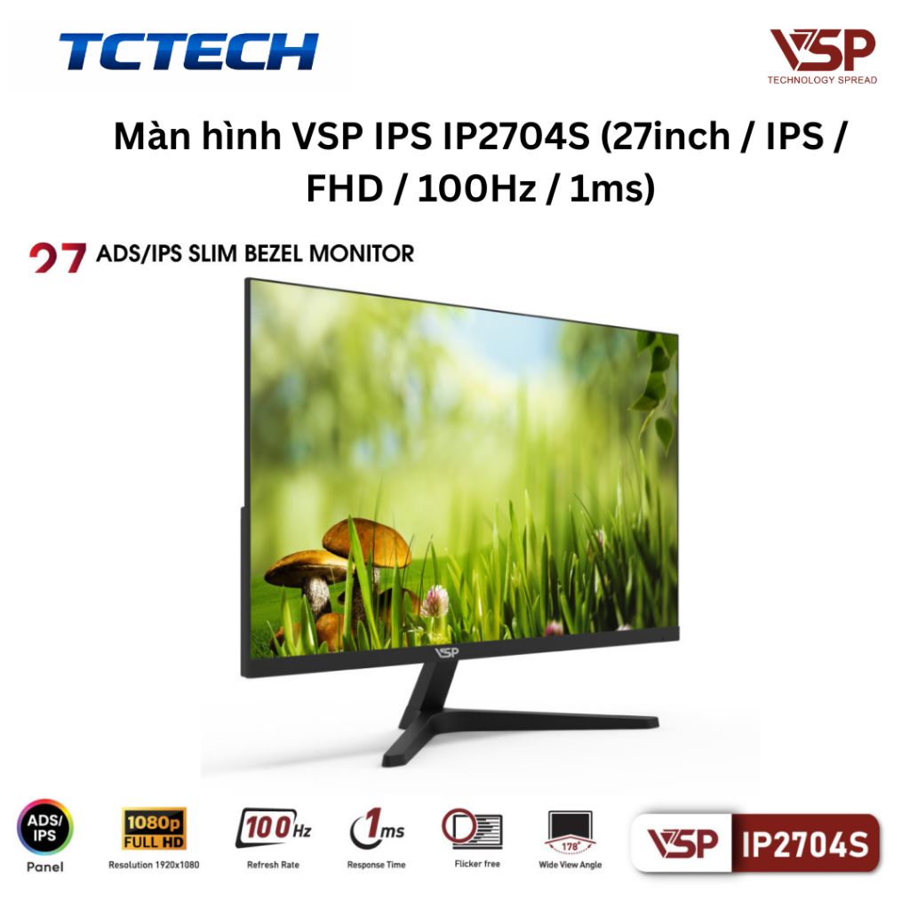 Màn hình văn phòng VSP IP2702S, IP2704S (27inch / ADS-IPS / FHD /100Hz-120Hz / 1ms) Chính Hãng | BigBuy360 - bigbuy360.vn