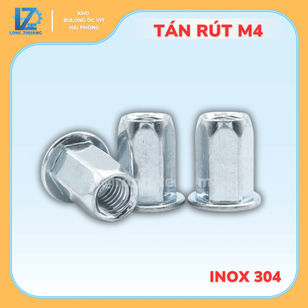 Tán Rút, Ecu Rút Inox 304 Size M4 - Chuẩn Inox 304 chất lượng