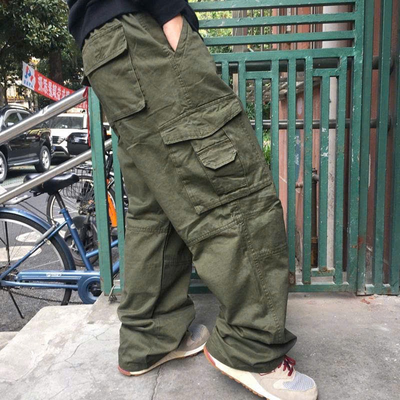 Quần Cargo Kaki Nam Authink Authentic. MC011 - 4 Túi Hộp Bản To, Cạp Khuy Chun Co Giãn, Ống Rộng Str