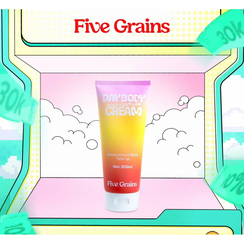Kem Dưỡng Trắng Da Ban Ngày Five Grains 200ml/tuýp, Nâng tone tức thì, makeup body lên 2-3 tone