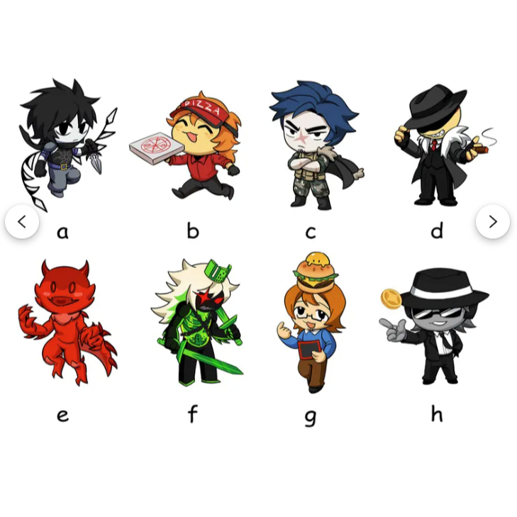 Custom FORSAKEN, GLITTER SAL, Keychains: Chance, Elliot, Two Time, Guest 1337, 007n7, Coolkidd, c00l